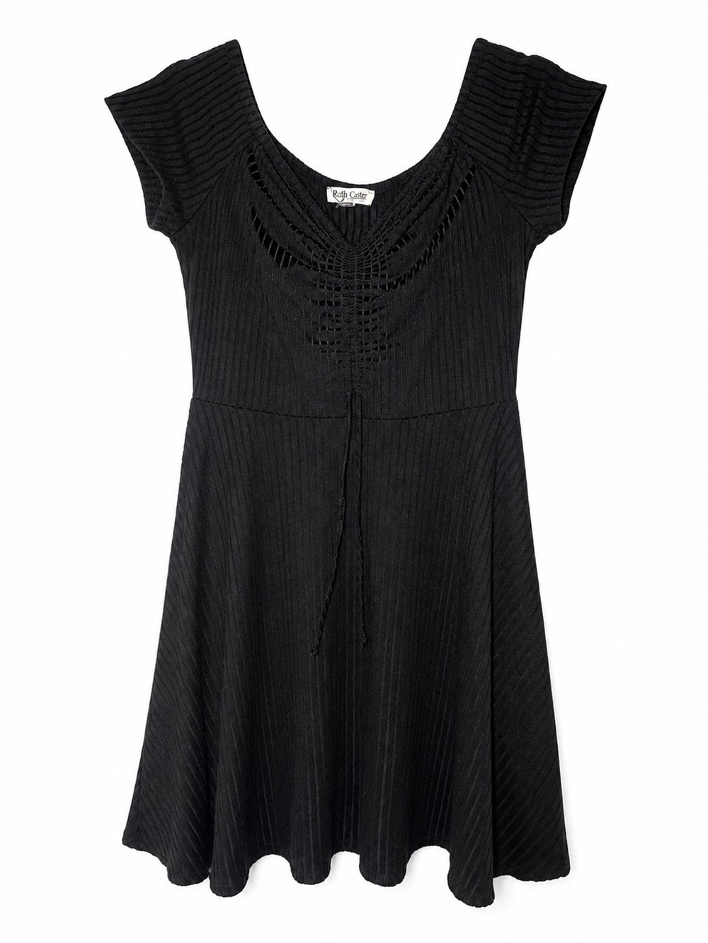 Rolla Coster Black Textured Babydoll Dress– Size Large